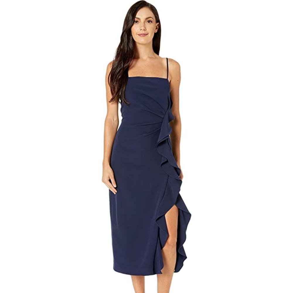 NEW BARDOT Navy Rona RUFFLE Sleeveless Midi Dress - Picture 13 of 13